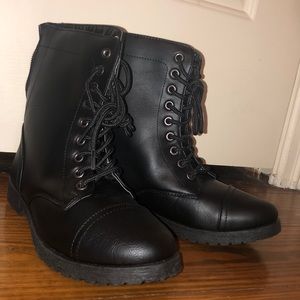 black combat boots